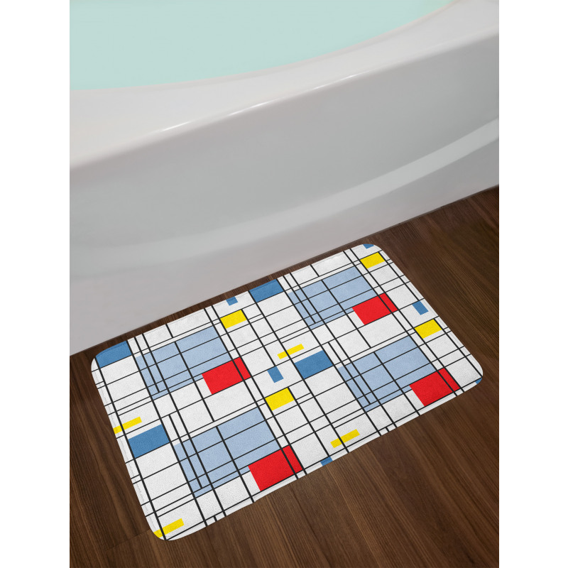 Quadratic Striped Grid Bath Mat