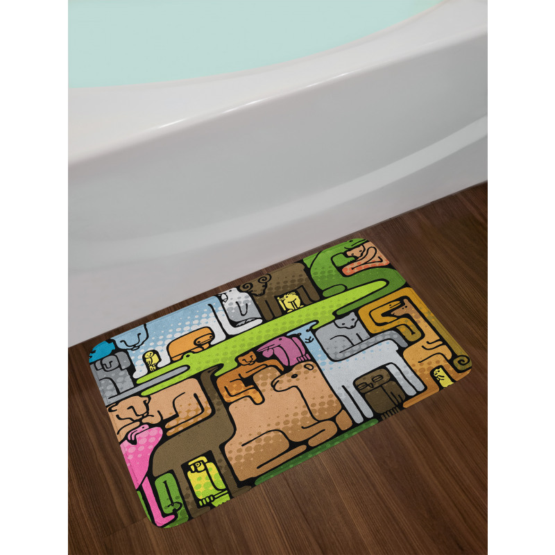 Animal Puzzle Modern Design Bath Mat