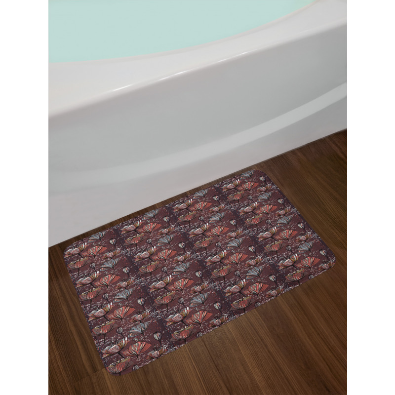 Vintage Murky Grunge Blooms Bath Mat