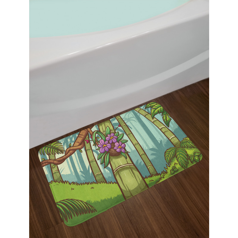 Colorful Jungle Cartoon Bath Mat