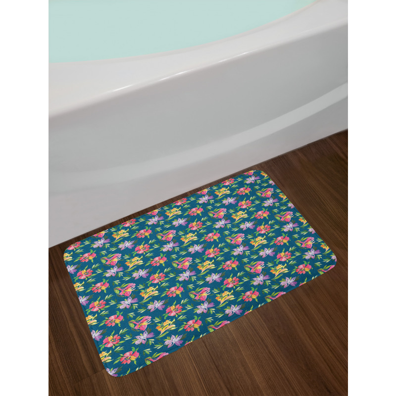 Watercolor Flowers Bath Mat