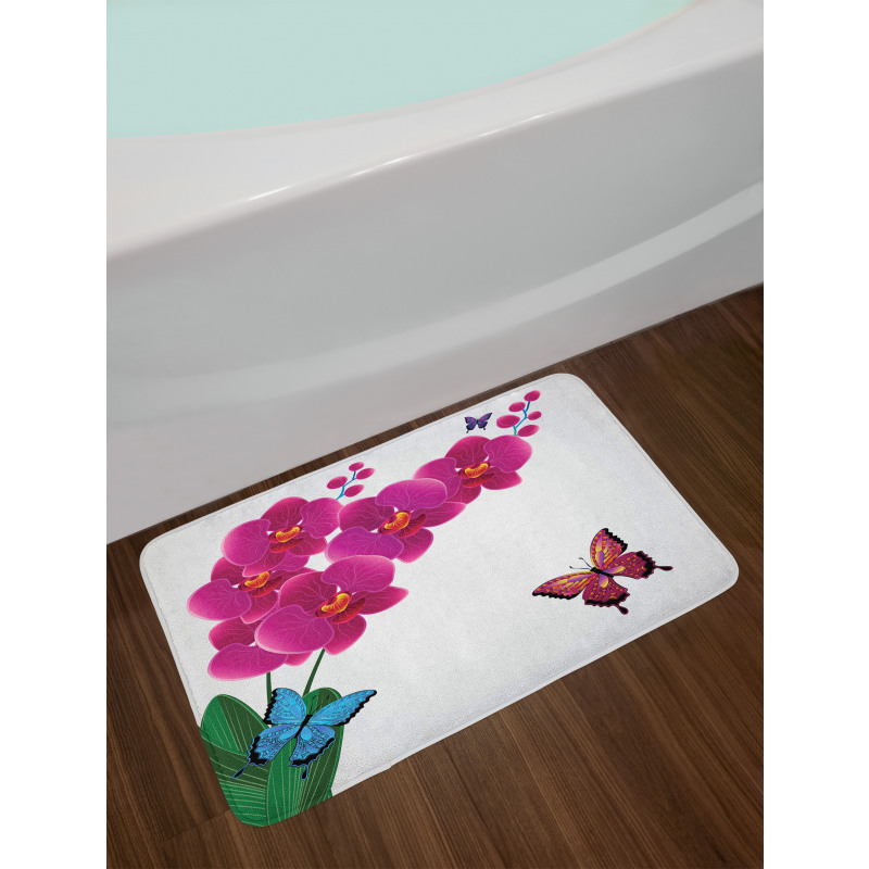 Pink Bouquet Butterflies Bath Mat