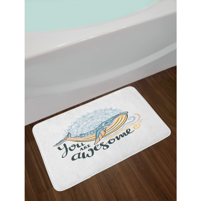 Whale Waves Pastel Bath Mat