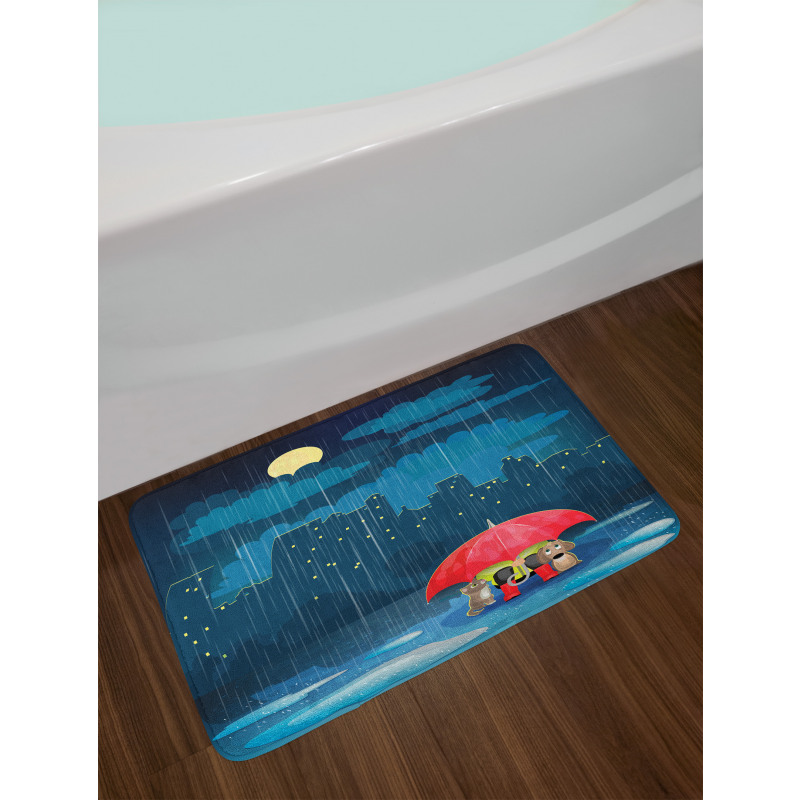Cartoon Animal under Rain Bath Mat