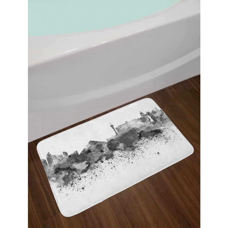 Monochrome Vegas Skyline Bath Mat