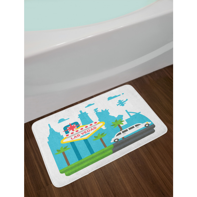 Cartoon Limo City Sign Bath Mat