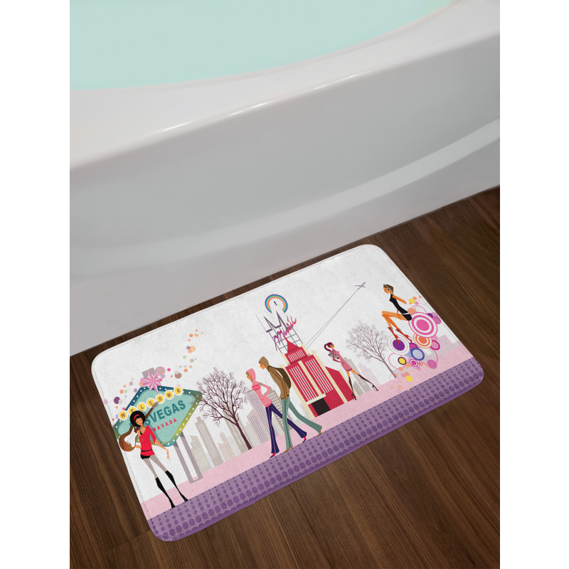 Teens Walking on Street Bath Mat