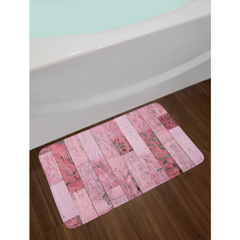 Pink Toned Rustic Planks Bath Mat