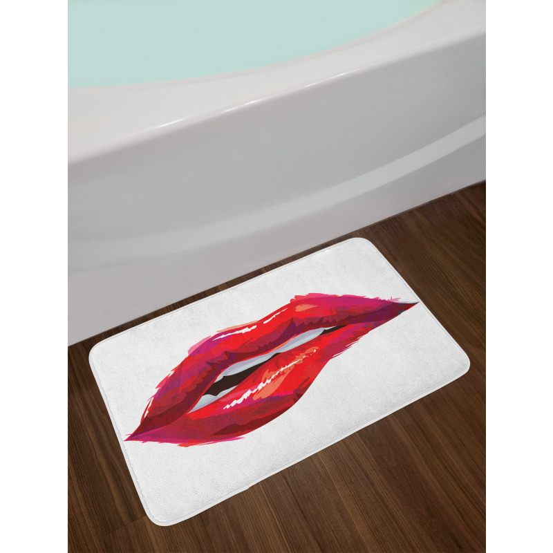 Woman Biting Lips Bath Mat