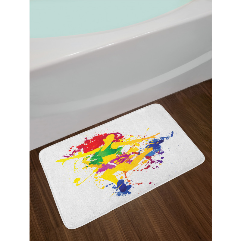 Red Hair Fitness Girl Dancer Bath Mat