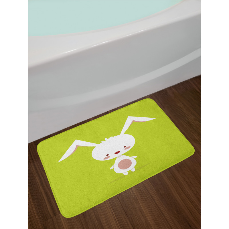 Cartoon Character on Green Bath Mat