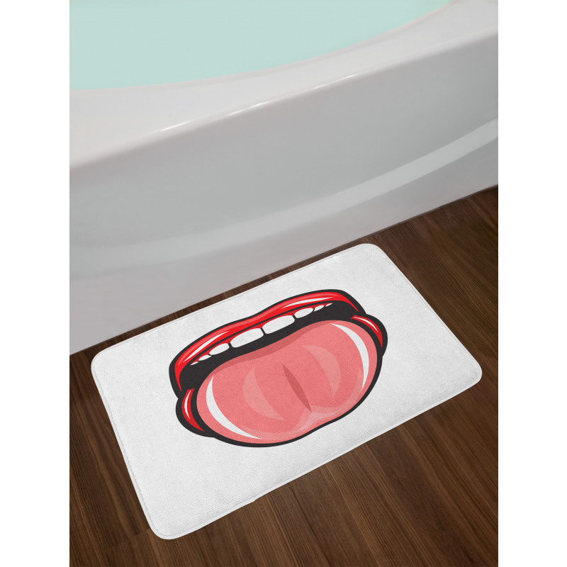 Open Mouth Tongue out Image Bath Mat