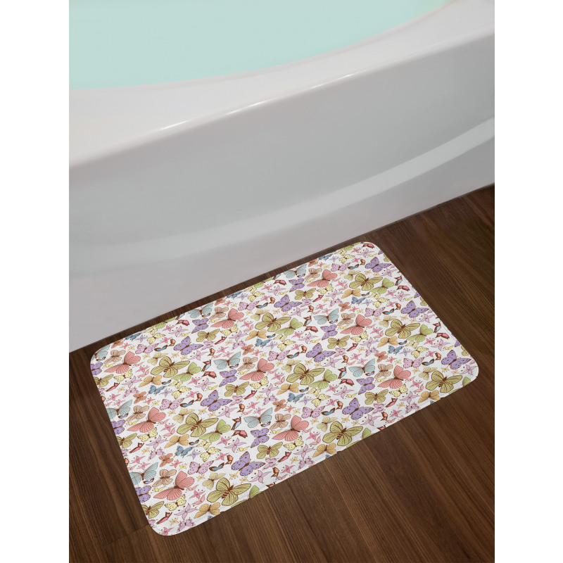 Doodle Motley Butterflies Bath Mat