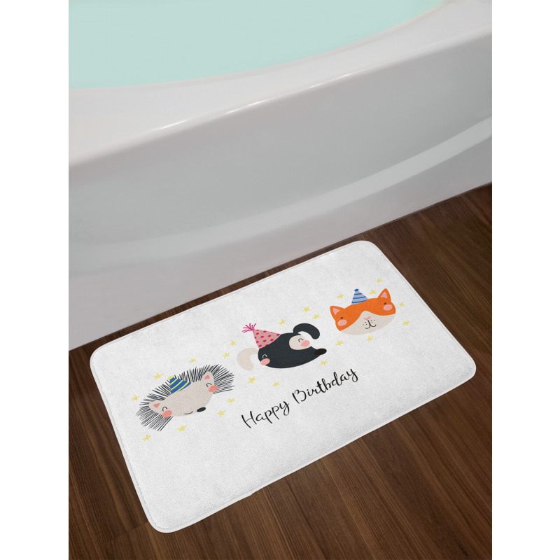 Hedgehog Cat Cursive Bath Mat