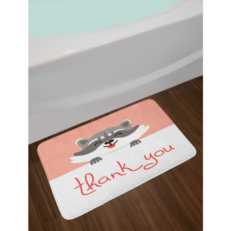 Cheerful Cartoon Raccoon Bath Mat