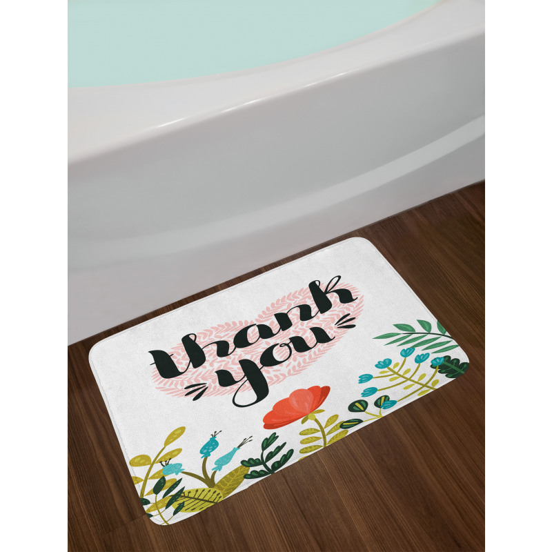 Heart Flowers and Leaves Bath Mat