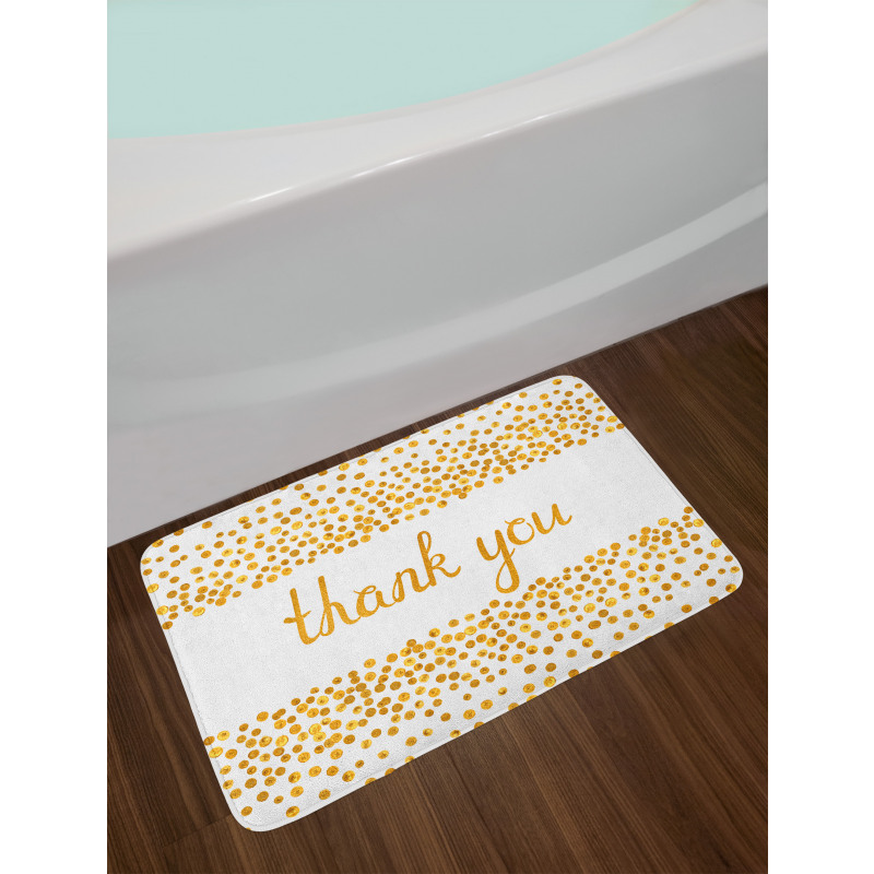 Yellow Tone Dots Cursive Bath Mat