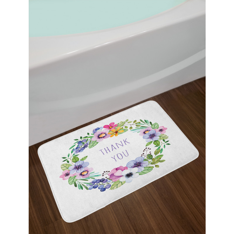 Spring Wreath Simple Word Bath Mat