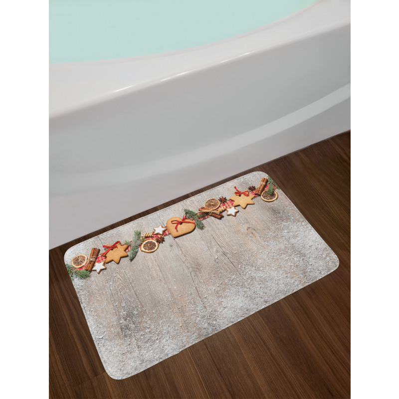 Christmas Themed on Wood Bath Mat