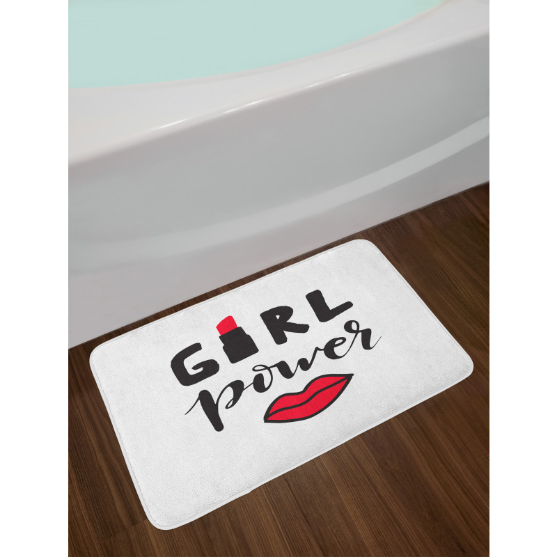 Lipstick in Text Design Bath Mat