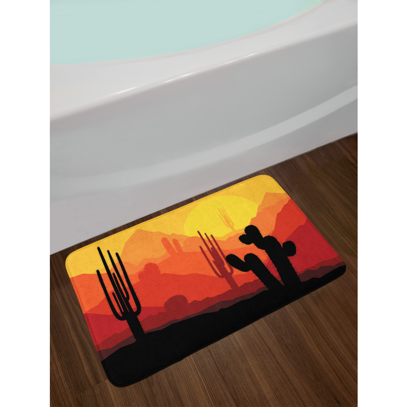 Cactus Silhouettes at Dusk Bath Mat