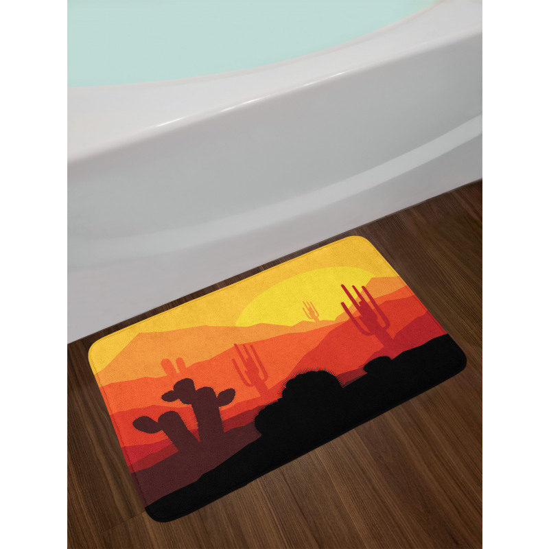 Western Cactus Silhouettes Bath Mat