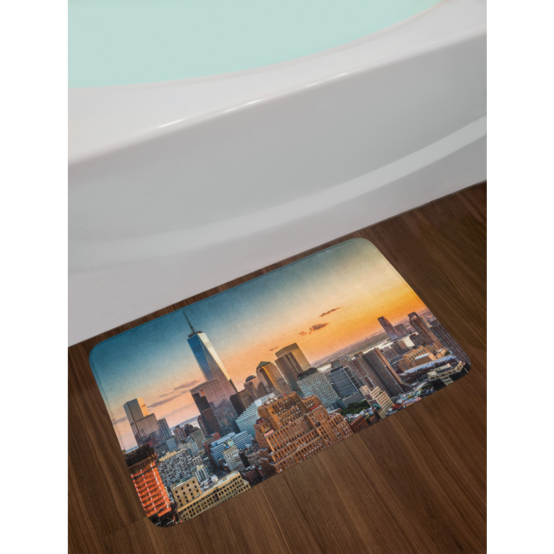 Sunset Manhattan Skyline Bath Mat