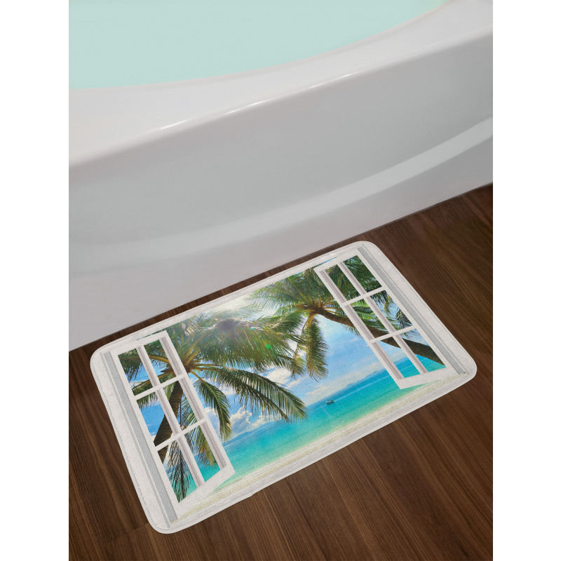 Window to the Exotic Beach Bath Mat