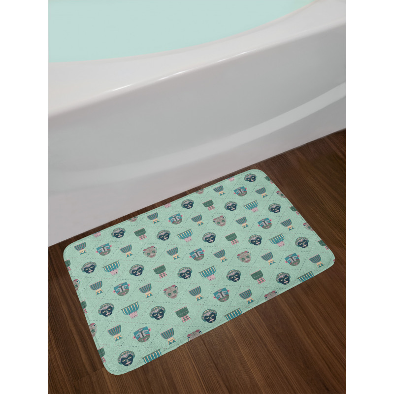 Totem Masks and Drums Bath Mat