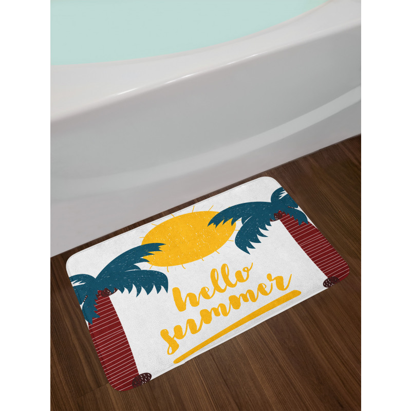 Calligraphy Hello Summer Bath Mat