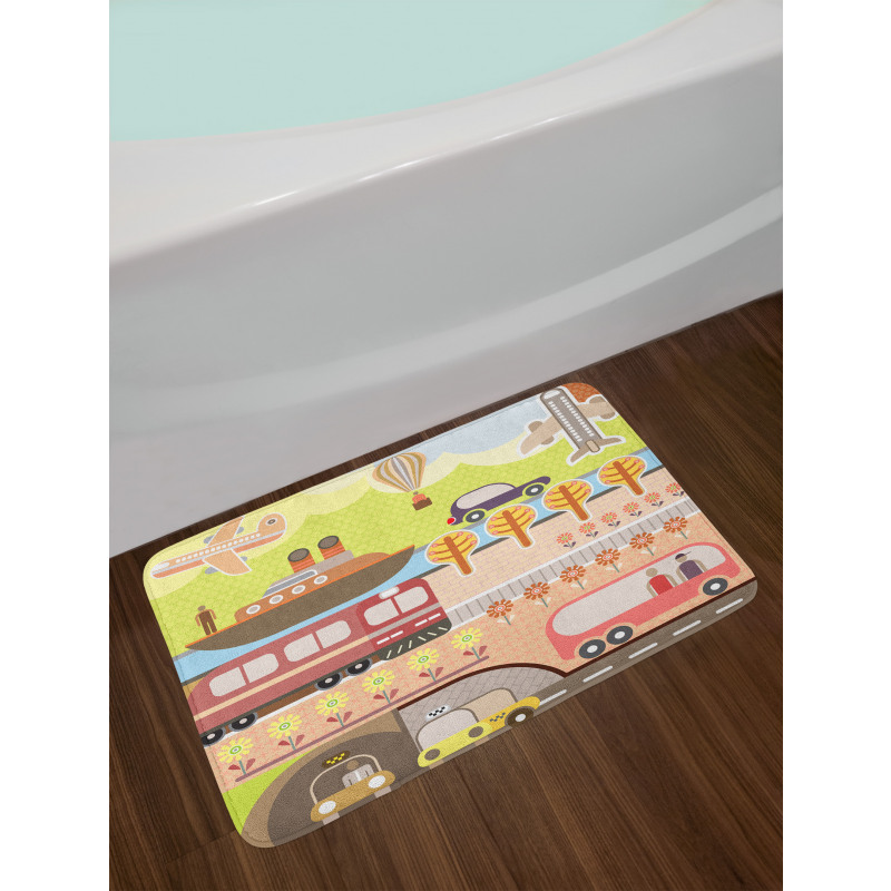 Train Ship Airplane Bus Bath Mat