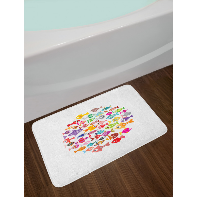 Aquarium Round Colorful Design Bath Mat