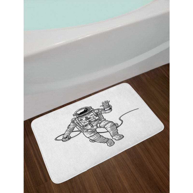 Cosmonaut Waving Hand Bath Mat