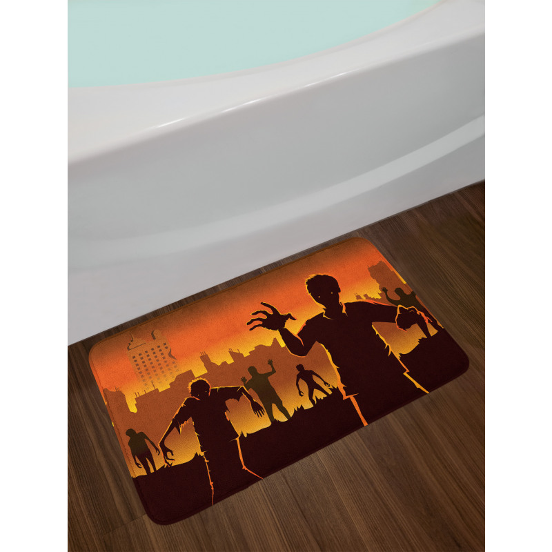 Abandoned City Halloween Bath Mat