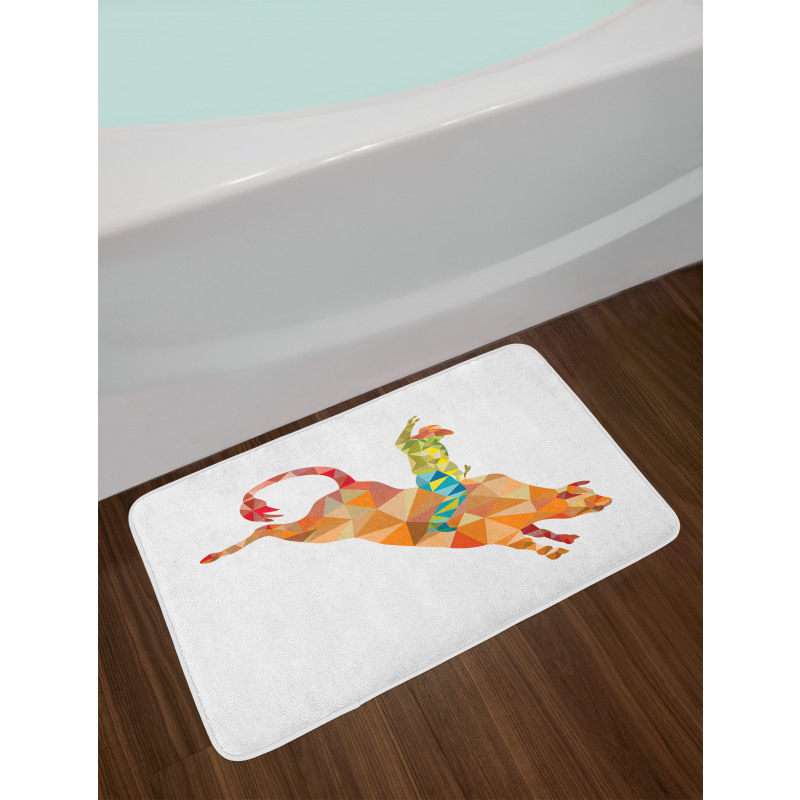 Geometric Fractal Cowboy Bull Bath Mat