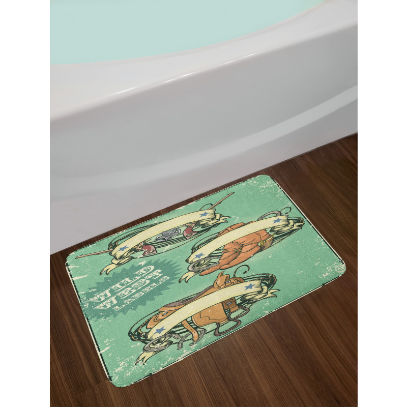 Grunge Retro Cowboy Boots Bath Mat