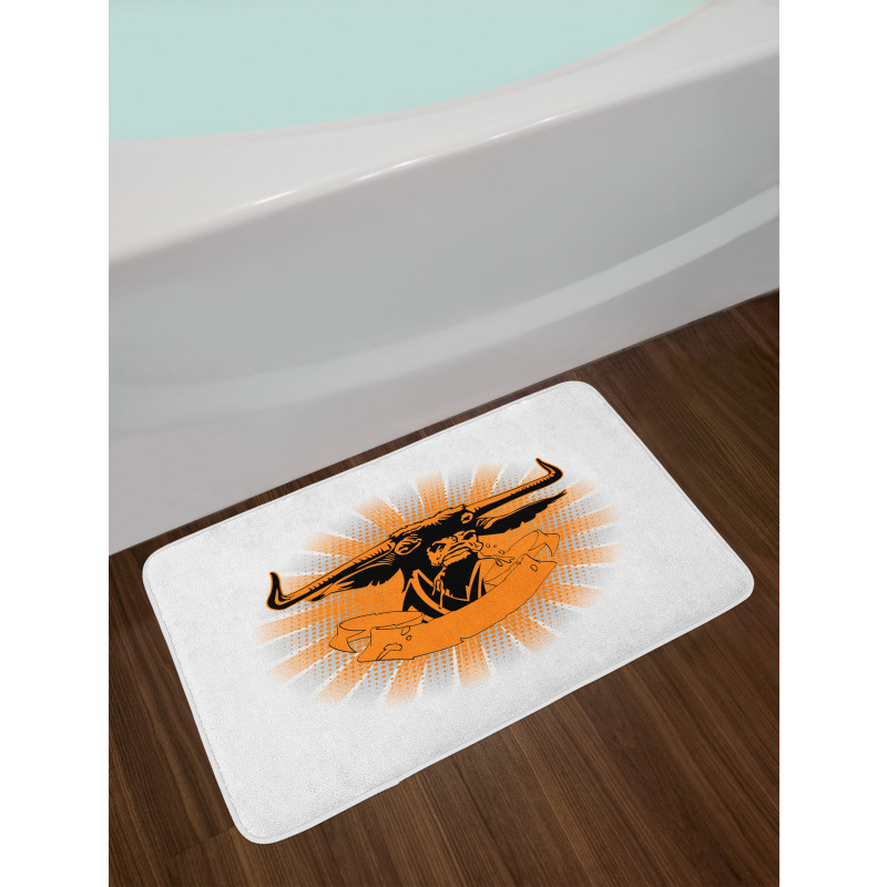 Furious Bull Head Portrait Bath Mat