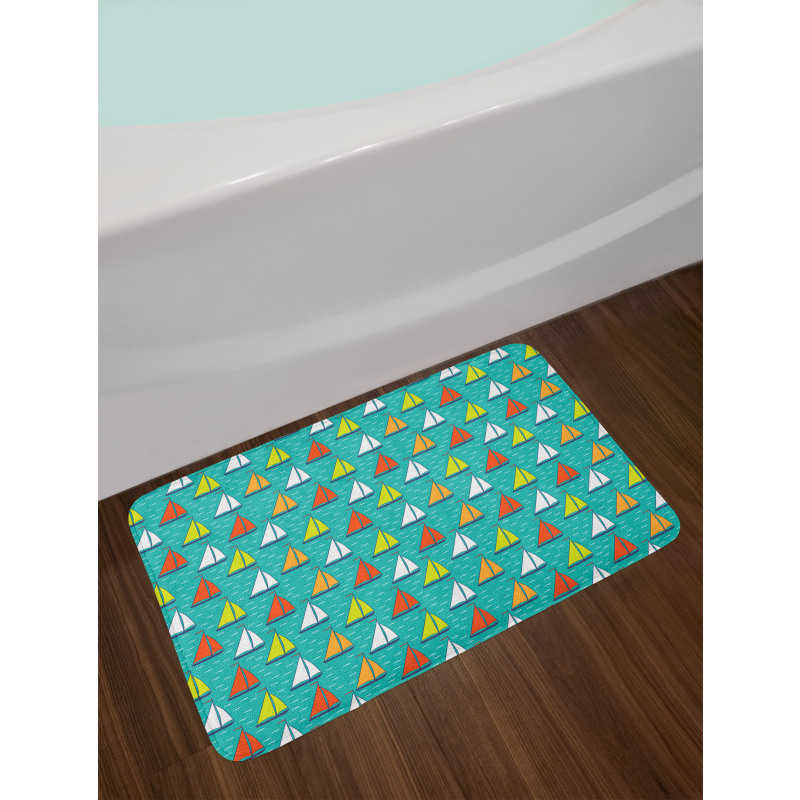 Colorful Yachts Sailing Bath Mat