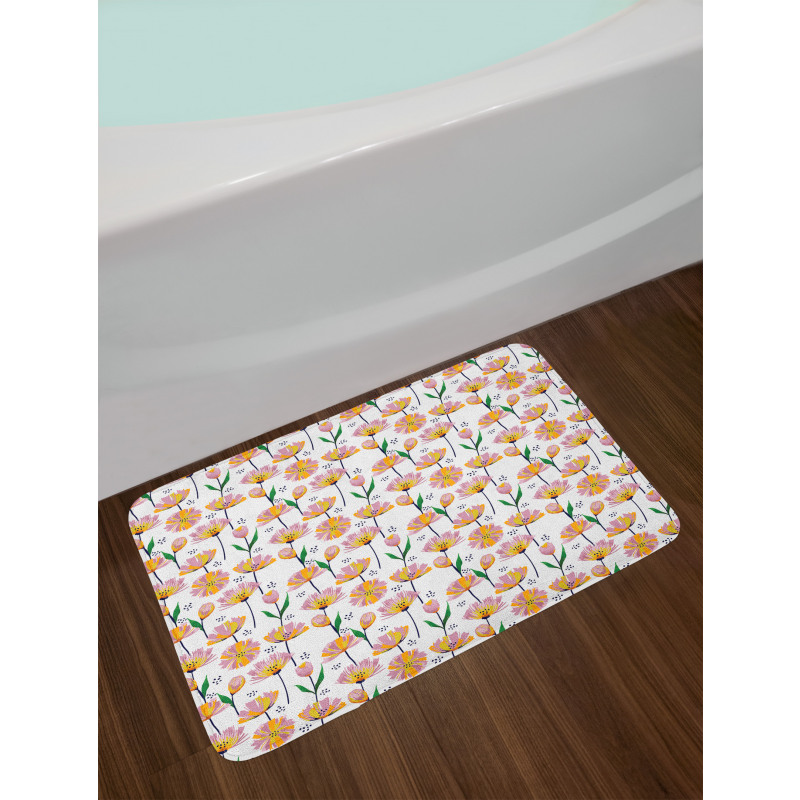 Watercolor Blooms Pastel Bath Mat