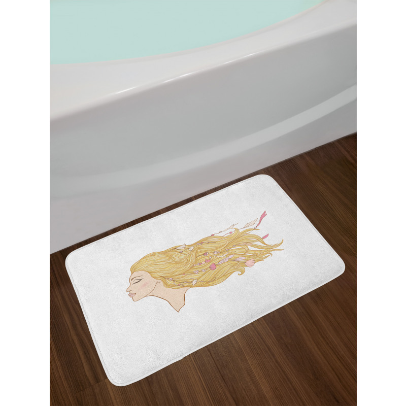 Young Lady with Hair Beads Bath Mat