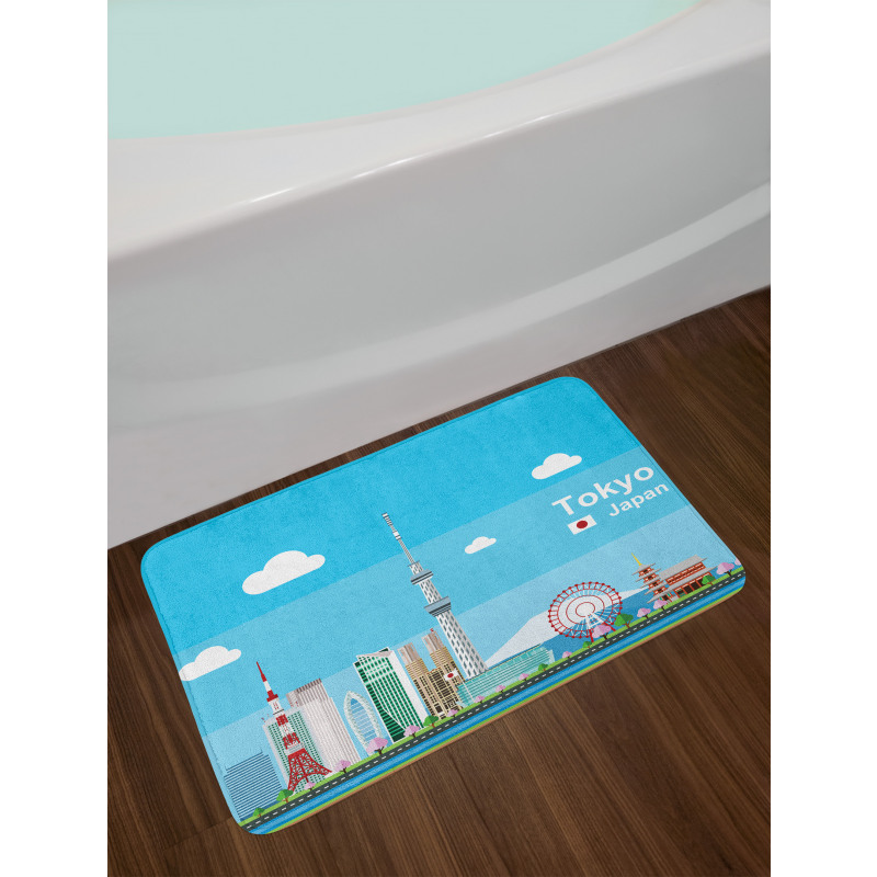 Cartoon Japan Sightseeing Bath Mat