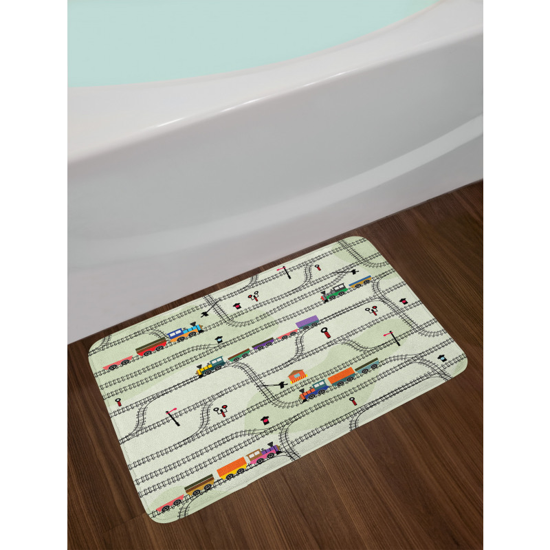 Roads Trains Locomotives Bath Mat