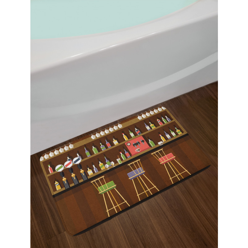 Nightclub Pub Alcohol Bottles Bath Mat