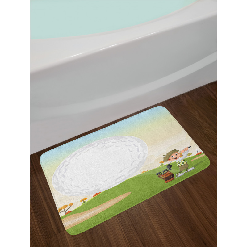 Little Boy Hitting the Ball Bath Mat