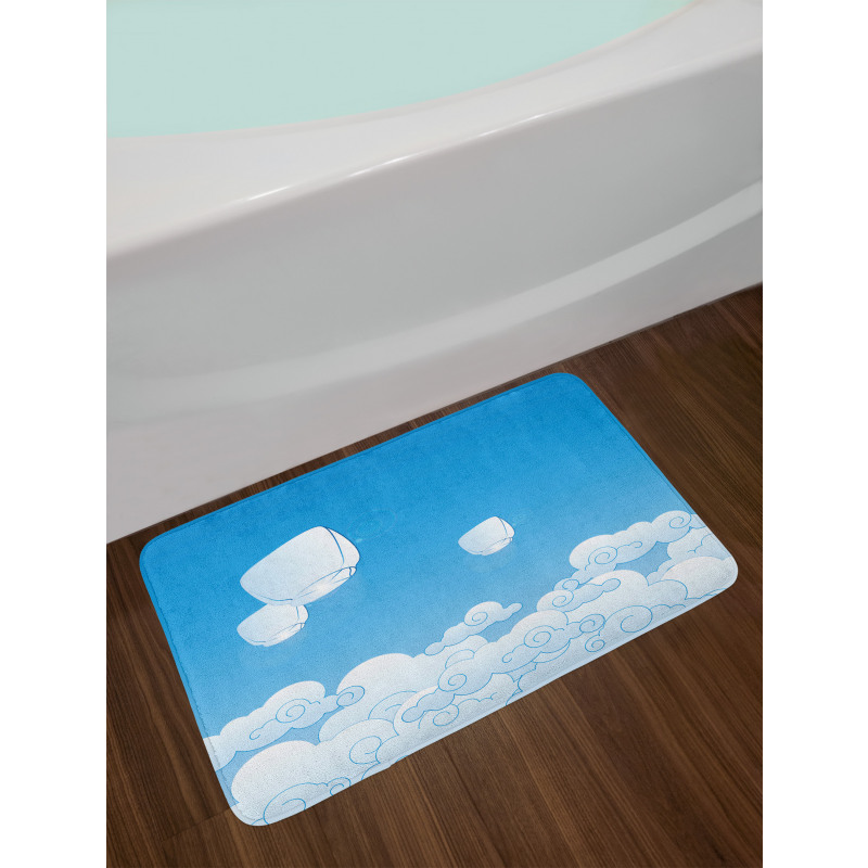 Lantern Floating Away in Sky Bath Mat