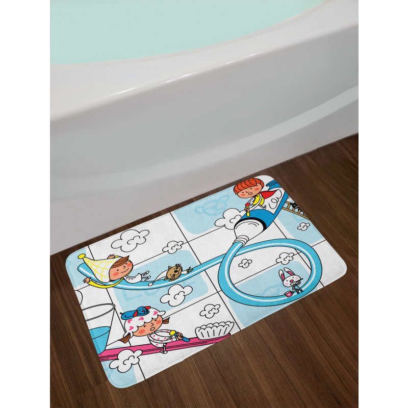 Cartoon Animals with Children Bath Mat
