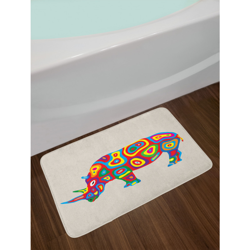 Rainbow Colored Motifs Animal Bath Mat