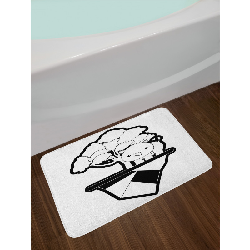 Monotone Baby Animal Tree Bath Mat