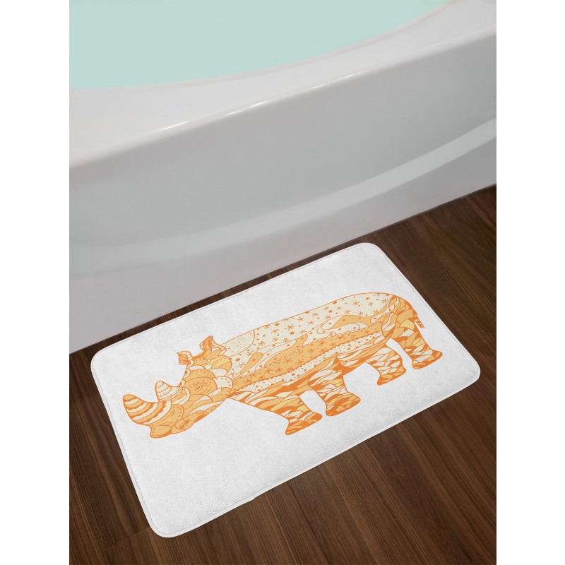 Zentangle Animal Africa Motif Bath Mat