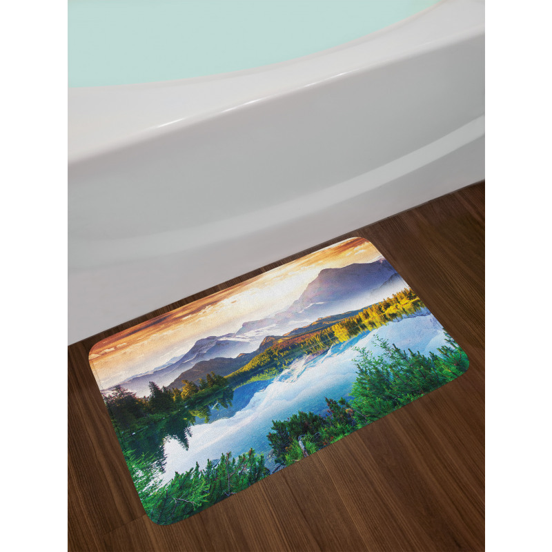 Winter Mountains Morning Bath Mat